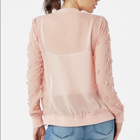 JustFab 3d Floral Bomber in Mellow Rose - Picture 3 of 14